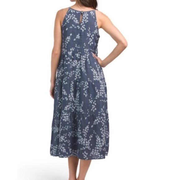 Anthropologie | Luisa Perla 100% Linen Midi Length High Neckline Dress Size S - Picture 2 of 14